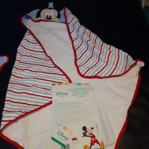baby disney mickey mouse hooded towel and wash cloth